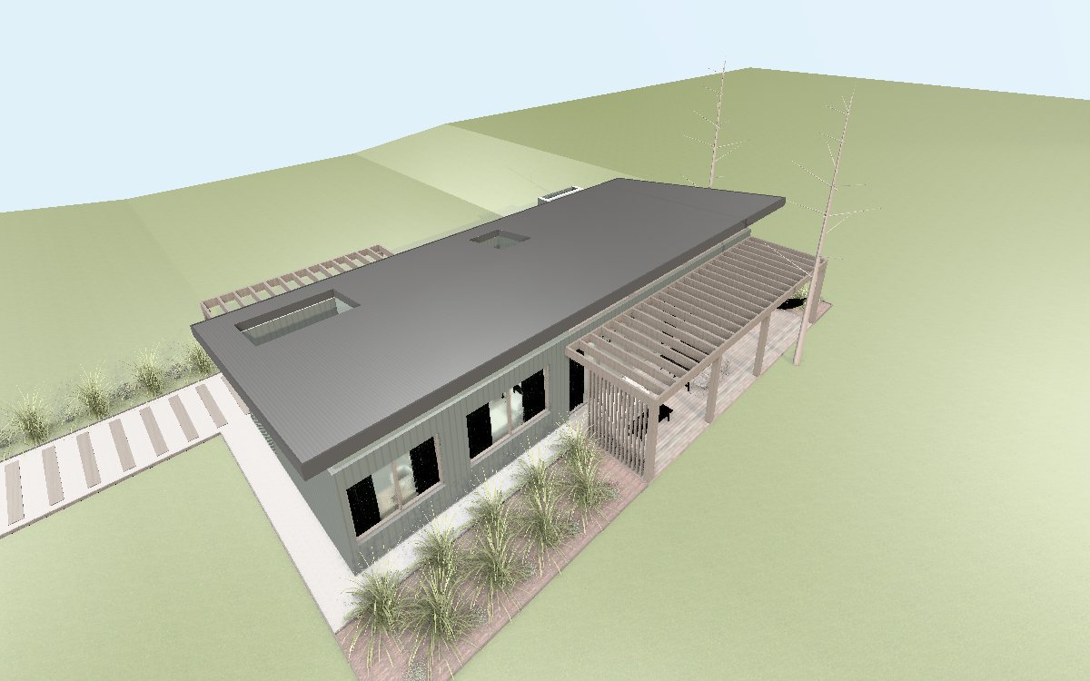 Visualizador 3D de Casa Pampa: modelo de la casa visto desde arriba