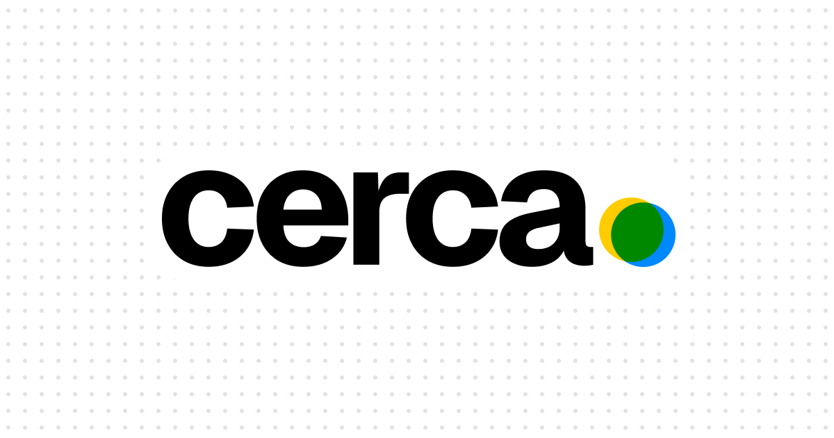 Logo de cerca sobre una trama de puntos, con un círculo de colores que representa la proximidad